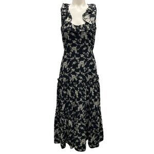 Co Black / Ivory Fall Winter 2018 Sleeveless Ruffled Neckline Dress